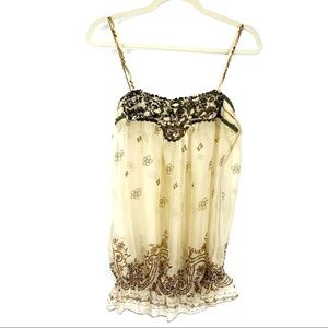 UNIT Romantic Boho Chic Floral Chiffon Top Sz Sm